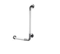 MYRTFK Barra di Sostegno,Maniglie a L per vasche da Bagno e docce, maniglione Verticale ad Angolo in Acciaio Inox, corrimano da Bagno Antiscivolo a Parete per Anziani(White,Left Side)