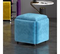 MYRTFK Cubo di seduta 5 in 1, sgabello impilabile con rotelle girevoli, sgabello da divano con rotelle girevoli, set di sgabelli convertibili per soggiorno, camera da letto e ufficio(Blue,35 * 35cm)