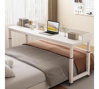 MYRTFK Tavolino sopra Letto con Ruote, carrello mobile regolabile in altezza per laptop e scrivania per computer, ideale per leggere, scrivere e studiare a casa e in ospedale(White,120 * 40 * 80cm)