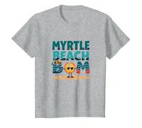 Myrtle Beach Bum Vacation Sun Fun Beach Amante Regalo Maglietta, Bambini, Grigio Melange, 4 Anni