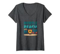 Myrtle Beach Bum Vacation Sun Fun Beach Amante Regalo Maglietta con Collo a V, Donna, Grigio Scuro, XXL