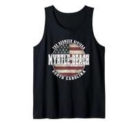 Myrtle Beach Carolina del Sud, Vintage Bandiera Americana Canotta