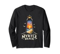 Myrtle Beach Faro Tramonto Silhouette Estate Maglia a Manica