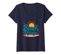 Myrtle Beach Please Vacation Summer Fun Arte costiera Maglietta con Collo a V, Donna, Navy, S