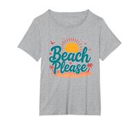 Myrtle Beach Please Vacation Summer Fun Arte costiera Maglietta, Donna Plus-Size, Grigio Melange, 5X
