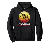 Myrtle Beach South Carolina Retro Tramonto Palme Felpa con Cappuccio