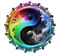 Mys Aurora Puzzle unici in legno - Yin Yang Mandala, 200 pezzi di medie dimensioni 28,4 x 28,4 cm, puzzle originale in legno mandala, bella confezione, miglior regalo per adulti