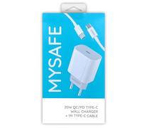 MySafe - 20 - Caricatore da parete L77 Tipo C + Cavo Tipo C - 1m - Bianco