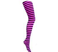 Mysasi London - Collant a righe per bambini, 5 colori, Nero e rosa fluo, 11-14 Years
