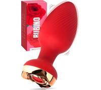 MySecretCase Anal Plug Vibrante con Telecomando e Base Dorata a Forma di Rosa Dilatatore Ano per Donna con 10 Modalità di Vibrazione Dilatatore Ano per Uomo Waterproof Vibratore Anale USB