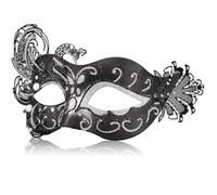 MYSEUNI 2025 Nuova Maschera da Maschera Nera e Argento per Donne - Maschera Veneziana Nera e Argento per Ballo Mascherato, Festa, Halloween, Ballo di Fine Anno, Mardi Gras e Carnevali