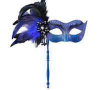 MYSEUNI 2025 Nuova Maschera Veneziana Blu e Nera con Piuma per Donne - Maschera da Maschera per Carnevale, Festa di Halloween, Ballo di Fine Anno, Natale, Matrimonio, Bar, Accessorio per Costume