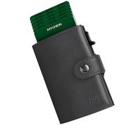 MYSHION Portafogli da uomo con tasca per monete, blocco RFID, in pelle di microfibra, portafoglio pop up sottile per 10 carte con scomparto per banconote, finestra ID e slot per contanti (grigio),