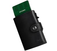 MYSHION Portafogli da uomo con tasca per monete, blocco RFID, in pelle di microfibra, portafoglio sottile per 10 carte con scomparto per banconote, finestra ID e slot per contanti (nero), Nero , 7 x