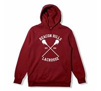 MyShirt - Felpa con cappuccio con logo della squadra di lacrosse di Beacon Hills, ispirata dalla serie TV “Teen Wolf”, con nome di Dylan O’Brien, Stiles o McCall, misure da XS a XXL, colore: granata STILINSKI 24 Medium