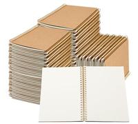MySHUCE 24 Pack A5 Spiral Notebooks Blank Journal, Unlined Sketch Pad with Kraft Paper Cover for Drawing, Writing, Note Taking Travel Memo Notepads Diary Planner, 100 Pages/50 Sheets for School Office