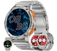 MYSHUN AMOLED Orologio da polso da uomo con funzione telefonica, 5 ATM Smart Watch con 100 modalità sportive, contapassi, monitor del sonno, orologio da polso per iOS Android (argento)
