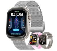 MYSHUN Smartwatch Uomo and smart watch donna Chiamata Bluetooth e Risposta Vivavoce, Smart Watch con100+ Modalità Sport Notifiche Messaggi Orologio Fitness Tracker per Android iOS (Argento)