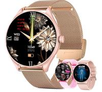 MYSHUN Smartwatch Uomo and Smartwatch Donna Chiamata Bluetooth e Risposta Vivavoce, 100+ Modalità Sport Notifiche Messaggi Orologio Fitness Tracker per Android iOS (Oro)
