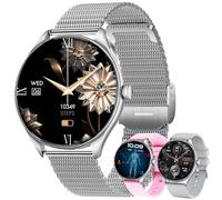 MYSHUN Smartwatch Uomo and Smartwatch Donna Chiamata Bluetooth e Risposta Vivavoce, 100+ Modalità Sport Notifiche Messaggi Orologio Fitness Tracker per Android iOS (Argento)