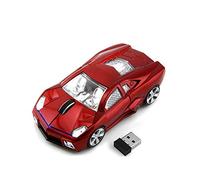 MySixKeen Mouse da gioco ottico wireless a 2,4 GHz Mouse senza fili a forma di auto sportiva Mouse 3 pulsanti DPI 1600 per PC Computer portatile (rosso)