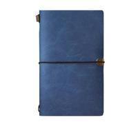 Myslie A6 Leather Planner, Vintage Notebook with Strap & Card Pockets, 136 Numbered Pages, Hardcover PU Leather Journal for Writing, School, Office (Navy Blue)