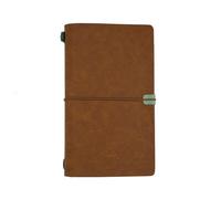 Myslie A6 Leather Planner, Vintage Notebook with Strap & Card Pockets, 136 Numbered Pages, Hardcover PU Leather Journal for Writing, School, Office (Brown)
