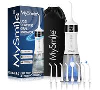 MySmile LP221 UVC Sterilizzabile Cordless Water Flosser per denti 335ML Portatile Display OLED Flosser dentale con 4 modalità, 8 punte a getto e una custodia per la casa e i viaggi