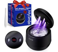 MySmile MS100 Pulitore Ultrasuoni Apparecchio Denti con UV e Timer Digitale | 45 kHz, 4 UV, 2 Modalità, 200ML, Portatile, Silenzioso, per Protesi Dentarie, Bite, Testine Spazzolino, Aligners, Nero