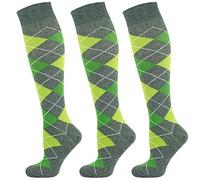 Mysocks 3 Coppie Calzini al ginocchio per bambini Argyle Verde antracite