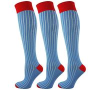 Mysocks 3 Coppie Calzini al ginocchio per bambini costine Blu rosso