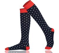 Mysocks Calze unisex con pois alti fino al ginocchio Marina bianca punto