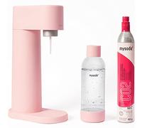 Mysoda - Kit di depurazione dell'acqua Woody - Realizzato in materiale biocomposito rinnovabile con cilindro di CO2 e bottiglia di plastica Quick-Connect 1 l - Senza BPA - Rosa