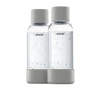 Mysoda Quick-Connect 2 bottiglie d'acqua da 0,5 l, riutilizzabili, in plastica, senza BPA, colore: grigio