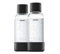 Mysoda Quick-Connect - 2 bottiglie d'acqua da 0,5 l, riutilizzabili, in plastica, senza BPA, nere