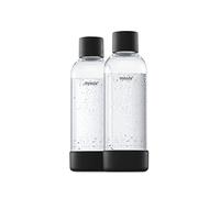 Mysoda Quick-Connect - 2 bottiglie d'acqua da 1 l, riutilizzabili, in plastica, senza BPA, nere