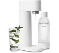 Mysoda: Woody Carbonatrice di Rinnovabile Legno Composito (senza cilindro CO2) con bottiglia di plastica senza BPA Quick-Lock 1L - Bianco