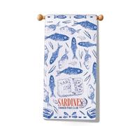 MYSOMY Asciugamano da cucina con pesce in scatola di sardine per cucina italiana estiva per amanti del cibo, regalo per amanti della sardina (asciugamano sardine UK)