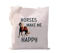 MYSOMY Borsa a tracolla con cavalli che mi fanno felice borsa a tracolla per amanti dei cavalli regali divertenti regali equestri borsa per la spesa, I cavalli mi rendono felice Tb, Large