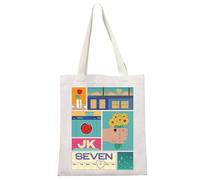 MYSOMY Borsa a tracolla dorata Jungkook per fan del gruppo coreano, borsa a tracolla per i membri dell'esercito K-pop Merch K-pop amante regalo, Jk Seven Tb3, 13.7inch*15.7inch