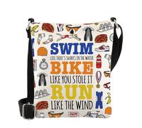 MYSOMY Borsa a tracolla per triathlon, ideale come regalo per nuoto, ciclismo, corsa, triathlon, triathlon, buona fortuna, Triathlon Cb, 16.5 x 21 x 5.5 centimeters (6.5 x 8.3 x 2.16 inches)