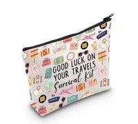 MYSOMY Borsa da viaggio regalo da viaggio porta trucchi Good Luck On Your Travels Kit di sopravvivenza Borsa cosmetica Viaggi Souvenir Makeup Bag, Borsa Buona Fortuna 3, morden