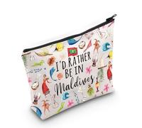 MYSOMY Borsa per il trucco da viaggio alle Maldive Souvenir Regalo Maldive luna di miele Regalo I'd Rather Be in Maldives Zipper Bag, In Maldive Bag3, morden