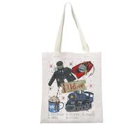 MYSOMY Borsa tote in tela con treno natalizio ispirato ai film del Polo Nord, idea regalo per biglietti di viaggio e ritorno, borsa per la spesa, Treno Tb3, 13.7inch*15.7inch