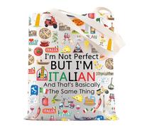 MYSOMY Borsa tote italiana Regali italiani I'm Not Perfect But I'm Italian And That's Basically The Same Thing Italy Travel Bag, Italiano e Tg3, INCH