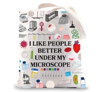 MYSOMY Borsa tote per patologi patologia regali di laurea patologo assistente regali mi piacciono le persone meglio sotto il mio microscopio, Mi piacciono le persone Uk, INCH