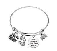 MYSOMY Braccialetto da donna con scritta "Only the Strongest Women Become" (lingua italiana non garantita), regalo ispiratore per scrittori, autori e editori, 6.2 cm, Acciaio inossidabile