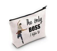 MYSOMY Bruce Fans - Trousse per cosmetici e trucchi, per amanti della musica rock, idea regalo "The Only Boss I Listen to Music", con cerniera, Only Boss Listen Make Bag