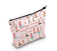 MYSOMY Cowgirl Makeup Bag Cowgirl Stivali Zipper Pouch Country Girl Regalo Never Let Your Head Hang Unless It's to Admire Your Boots, Borsa per stivali, morden