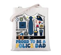 MYSOMY Divertente borsa a secchiello con scritta "Proud To Be a Police Dad", idea regalo per ufficiale, laurea, Polizia Tb, 13.7inch*15inch